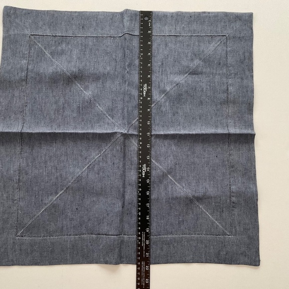 Marchsf Linen Napkin Set of 14 Denim Hemstitch Peter Speliopoulos 21”L x 21”W - Picture 4 of 5